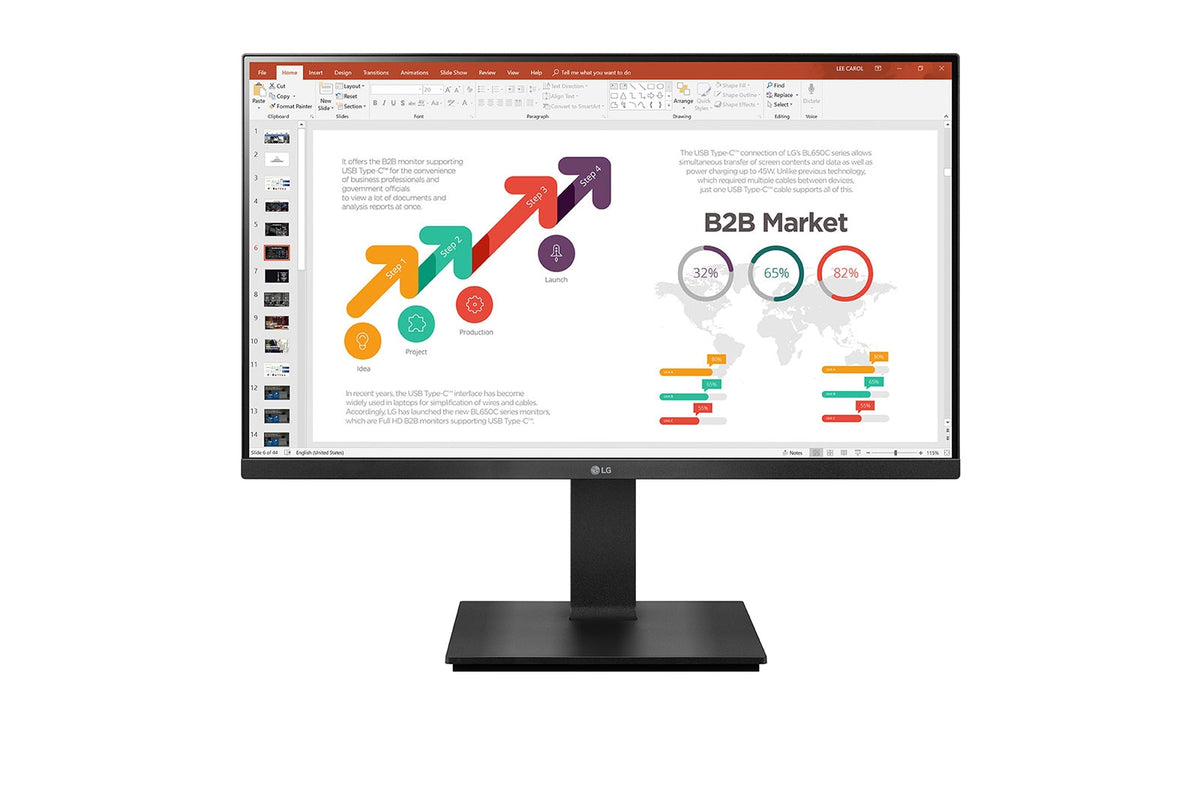 LG 24BP450Y-B - Monitor LED - 24" (23,8" visibles) - 1920 x 1080 Full HD (1080p) @ 75 Hz - IPS - 250 cd/m² - 1000:1 - 5 ms - HDMI, VGA, DisplayPort - negro