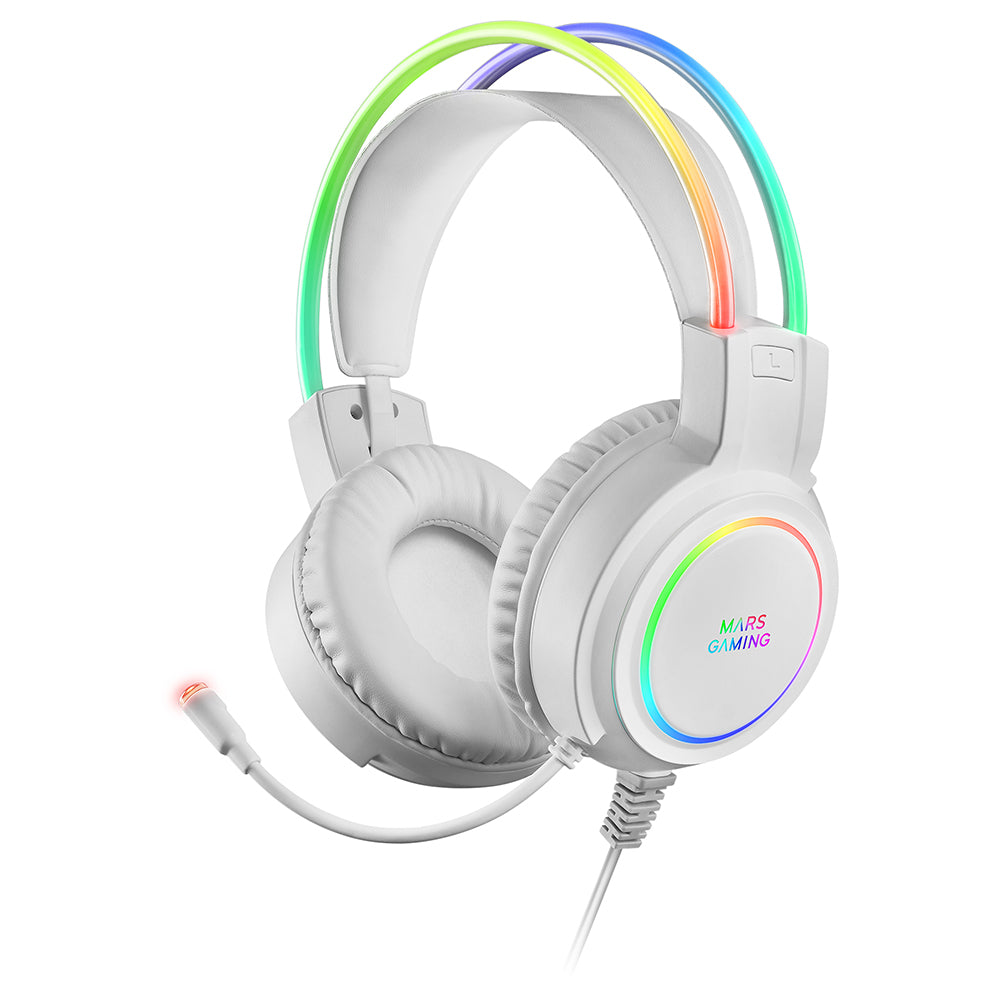 HEADPHONES+MIC MARS GAMING MHRGB CHROMA 360, ULTRA-LIGHT, PC/PS4/PS5/XBOX, WHITE (MHRGBW)