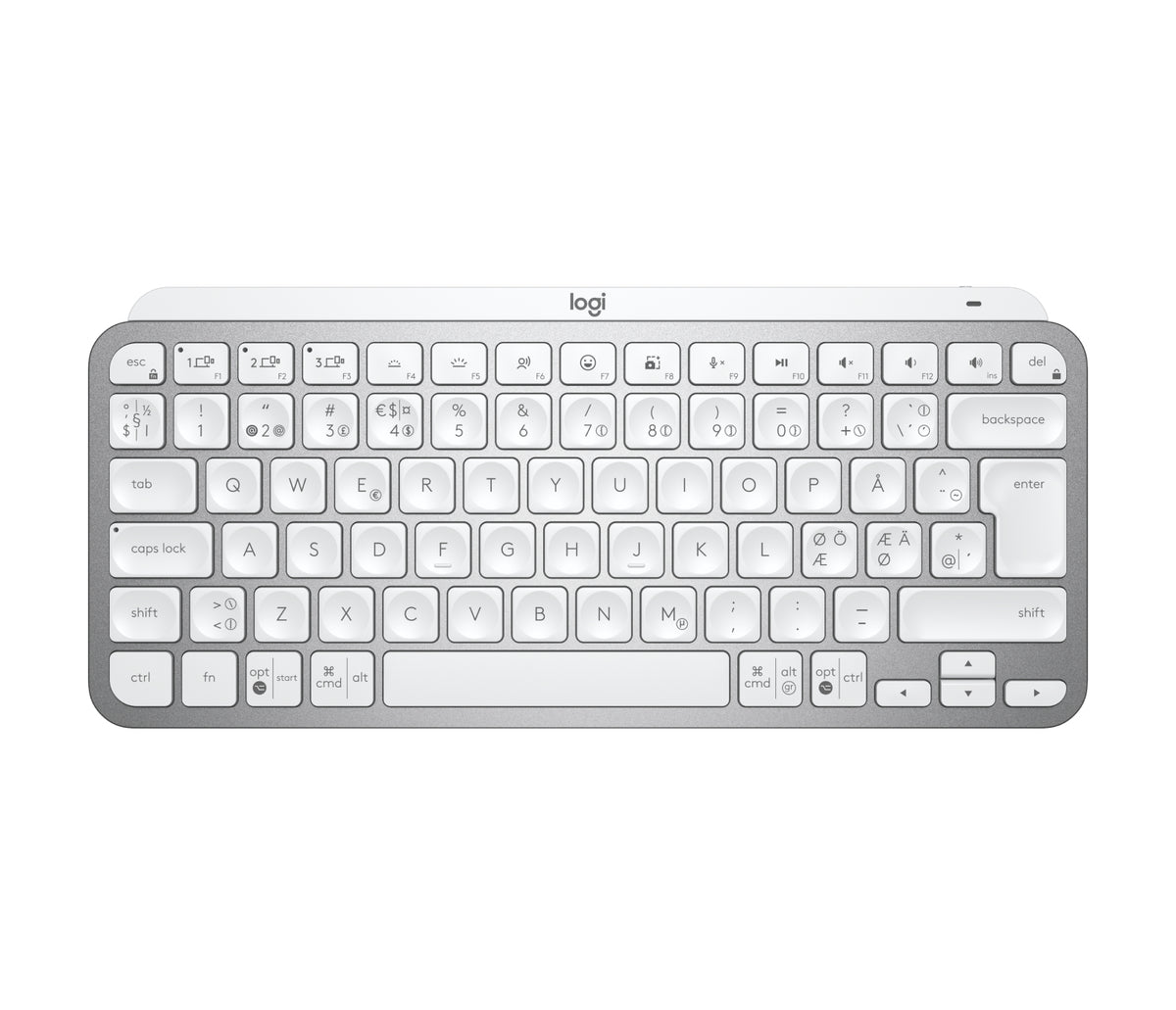 Logitech MX Keys Mini for Business - Keyboard - Backlit - Wireless - Bluetooth LE - QWERTY - Pan-Nordic - Pale Gray