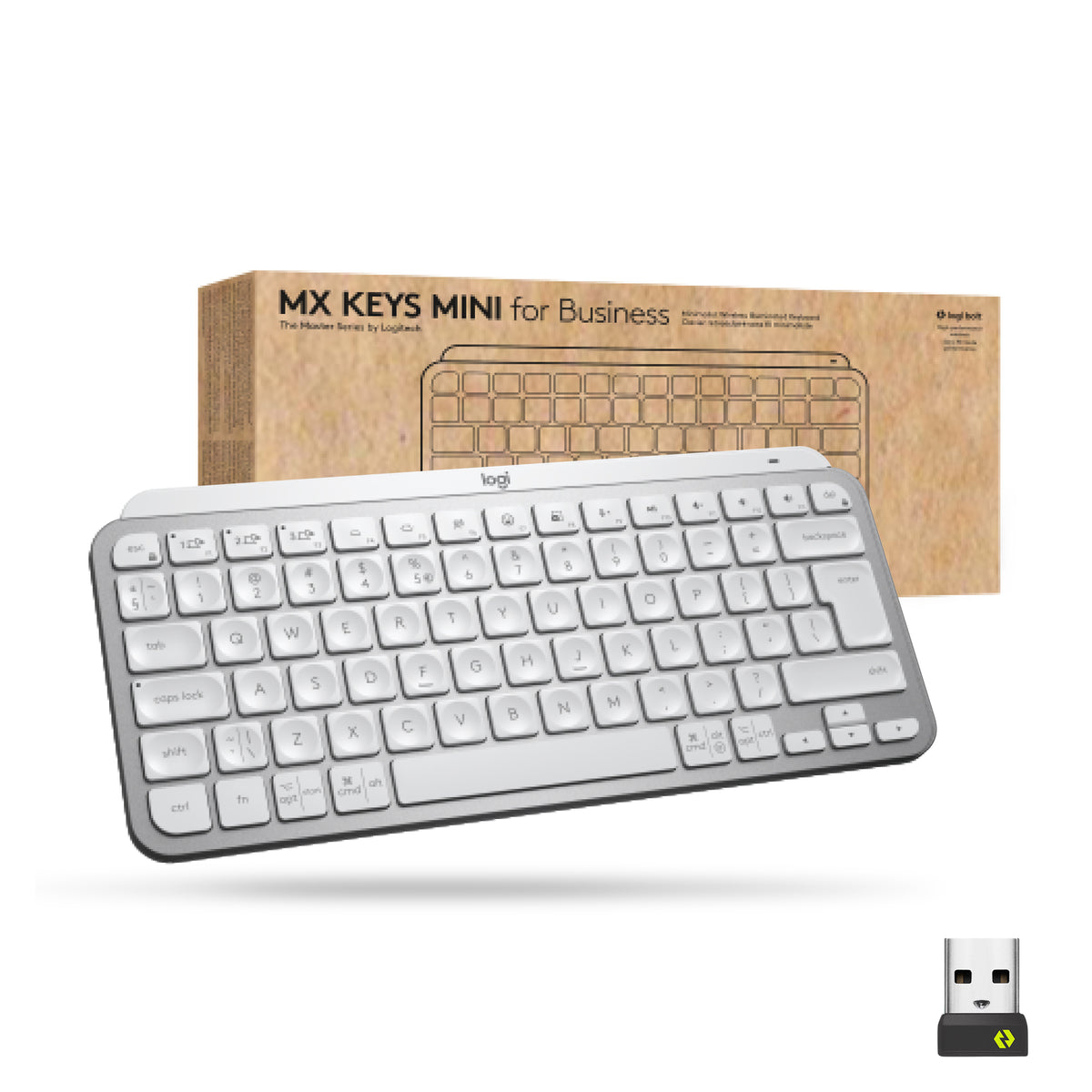 Logitech MX Keys Mini for Business - Teclado - retroiluminação - sem fios - Bluetooth LE - QWERTY - Inglês Internacional - cinza pálido