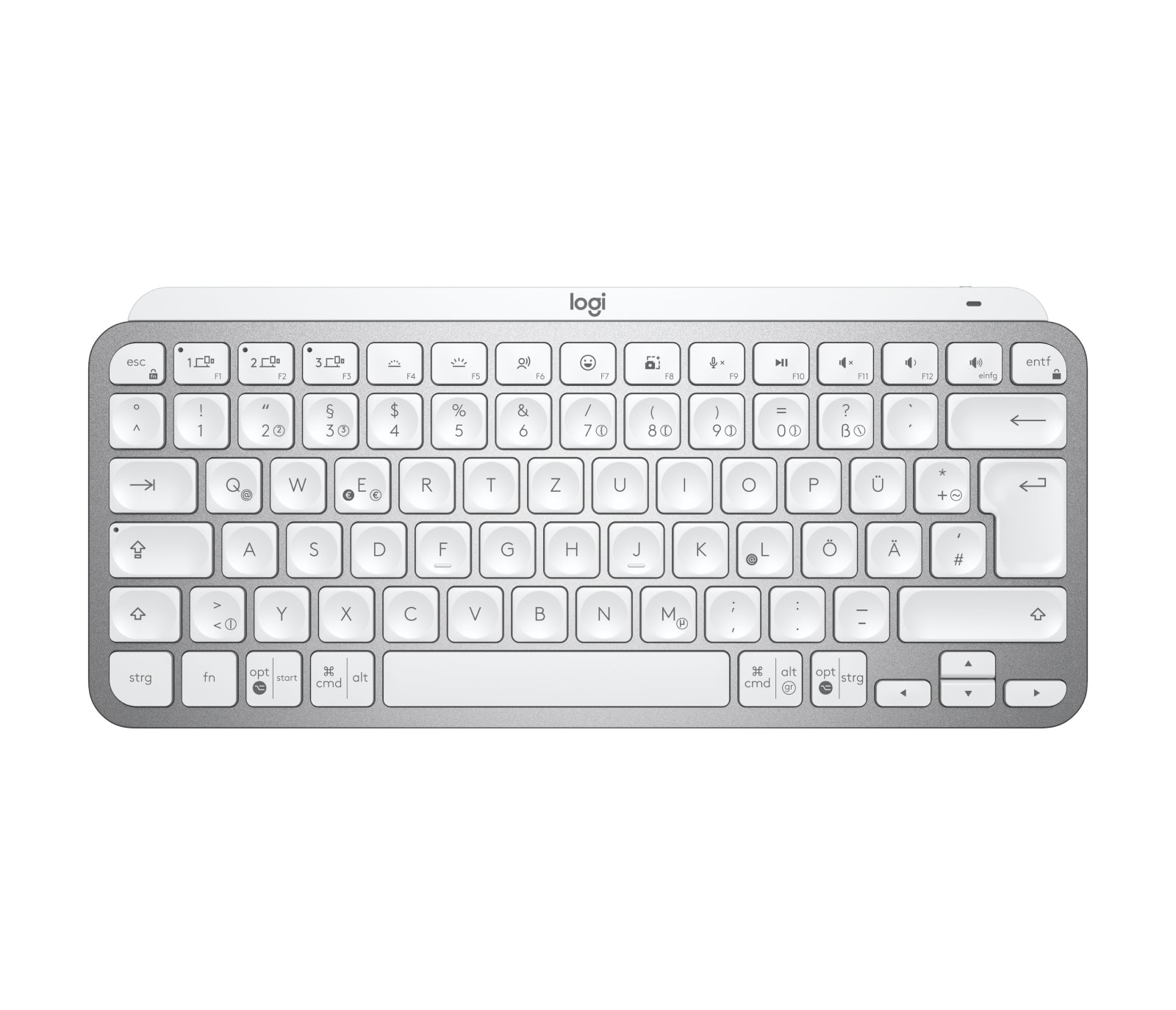 Logitech MX Keys Mini for Business - Keyboard - Backlit - Wireless - Bluetooth LE - QWERTY - German - Pale Gray