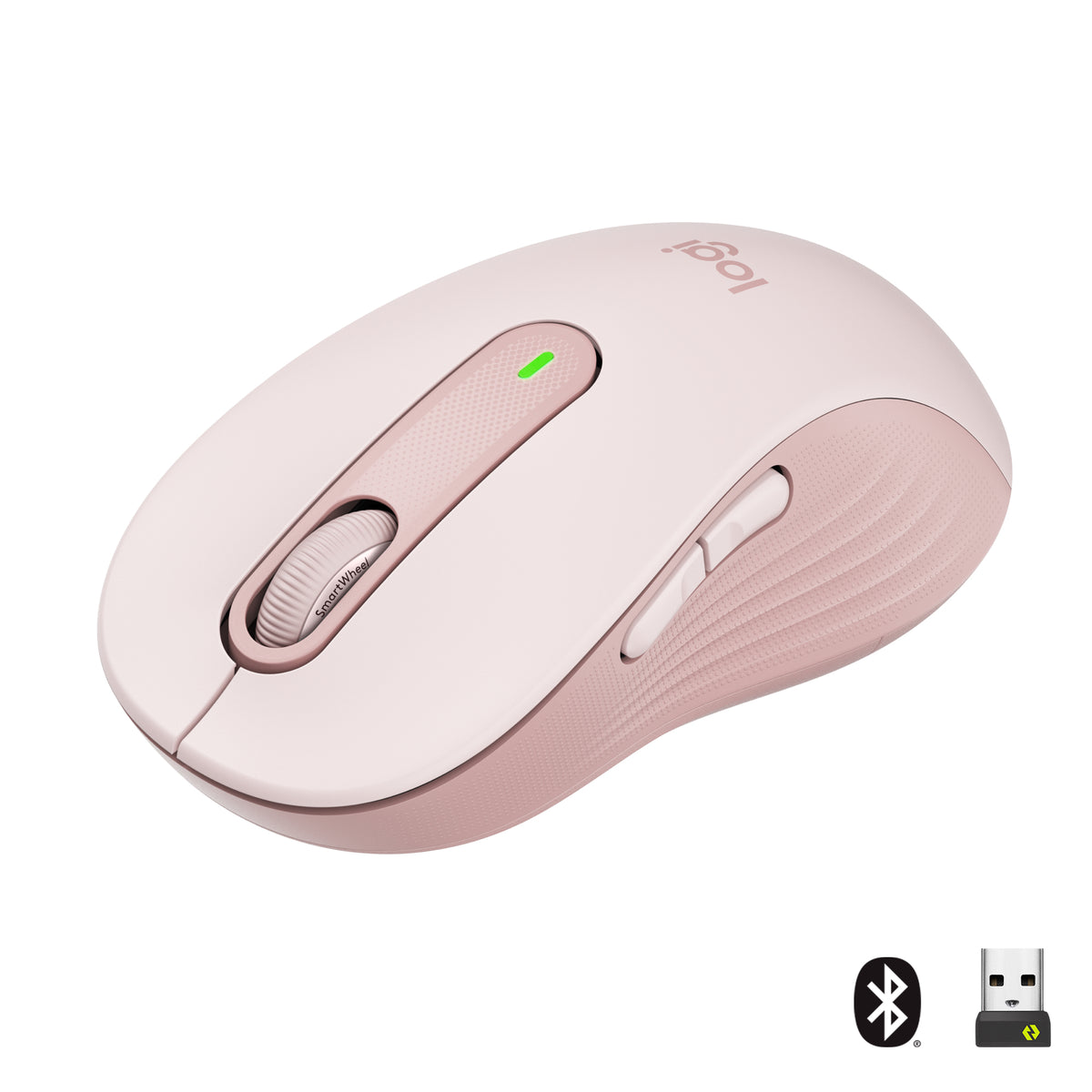 Logitech Signature M650 L - Mouse - Full Size - Optical - 5 Buttons - Wireless - Bluetooth, 2.4GHz - Logitech Logi Bolt USB Receiver - Pink