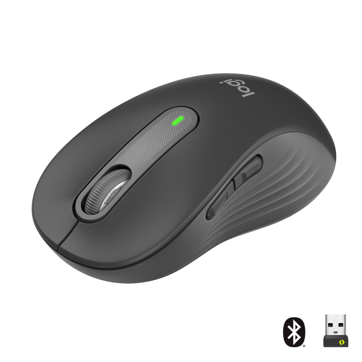 Logitech Signature M650 L - Mouse - full size - optical - 5 buttons - wireless - Bluetooth, 2.4 GHz - USB receiver Logitech Logi Bolt - graphite