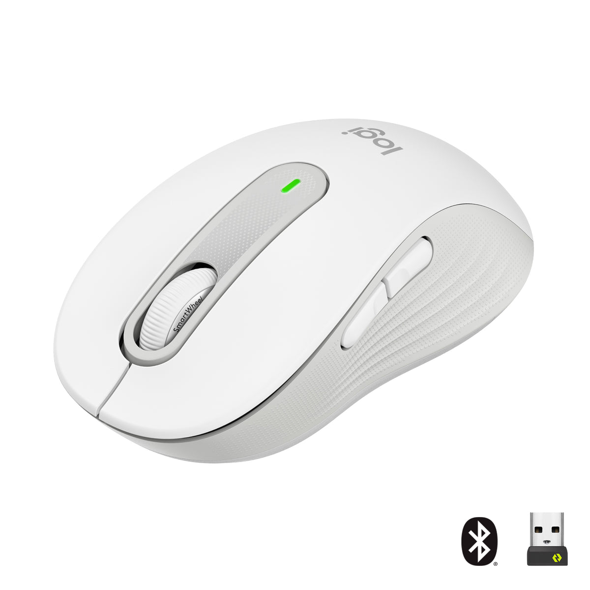 Logitech Signature M650 - Mouse - optical - 5 buttons - wireless - Bluetooth, 2.4 GHz - Logitech Logi Bolt USB receiver - off-white