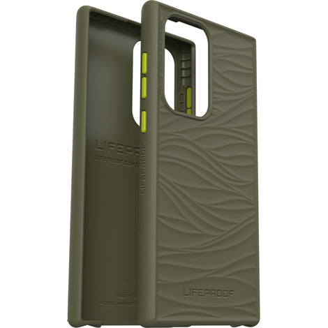 LifeProof WAKE - Carcasa trasera de teléfono - 85% plástico reciclado del océano - lima, oliva, verde juego - patrón de ondas suaves - para Samsung Galaxy S22 Ultra