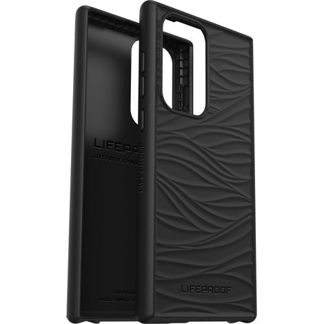LifeProof WAKE - Carcasa trasera de teléfono - 85% plástico reciclado del océano - negro - patrón de ondas suaves - para Samsung Galaxy S22 Ultra