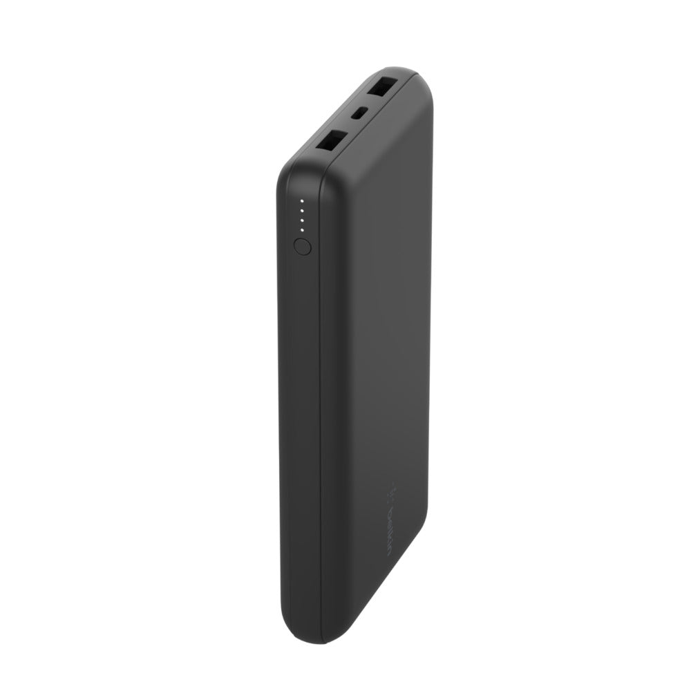 Belkin BOOST CHARGE - Portable Charger - 20000 mAh - 15 Watt - 3 Output Connectors (2 x USB, USB-C) - On Cable: USB, USB-C - Black