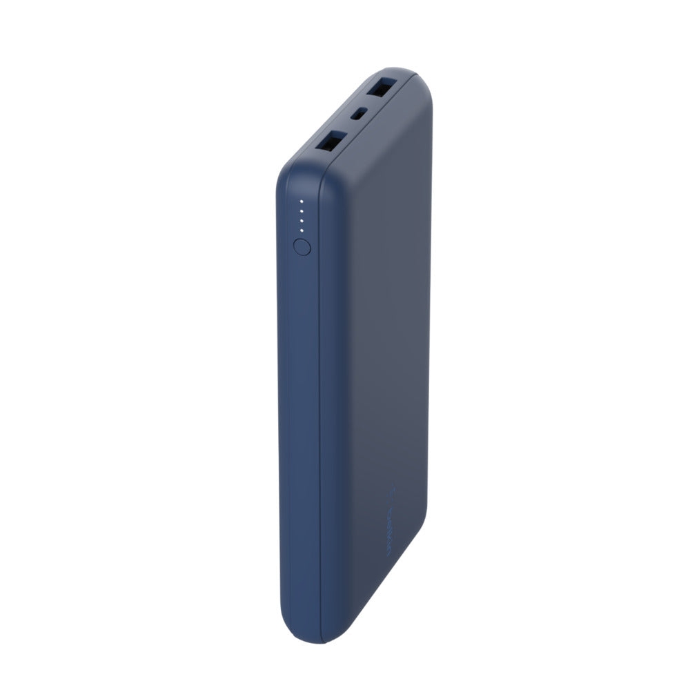 Belkin - Cargador portátil - 20000 mAh - 15 Watt - 3 conectores de salida (USB, USB-C) - en cable: USB-C - azul