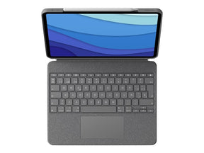 Logitech Combo Touch - Keyboard and folio folder - with trackpad - backlit - Apple Smart connector - QWERTY - United Kingdom - oxford gray - for Apple 11-inch iPad Pro (1st gen, 2nd gen, 3rd gen)