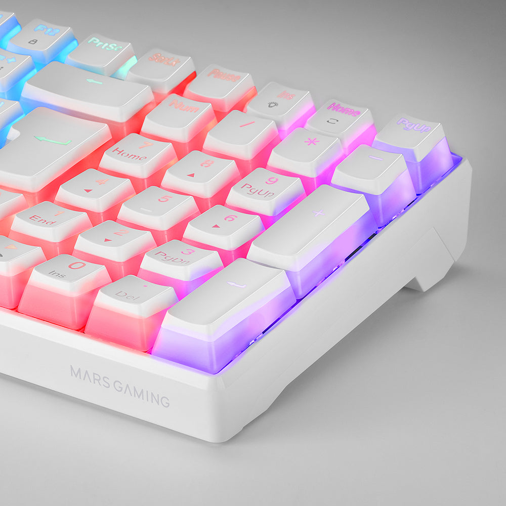 Teclado MARS GAMING MKULTRA WHITE RGB MECHANICAL 96% KEYBOARD, OUTEMU SQ BROWN, US+PORTU (MKULTRAWBRPT)