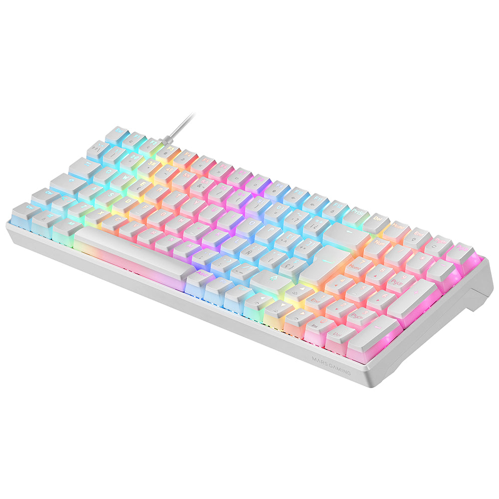 Teclado MARS GAMING MKULTRA WHITE RGB MECANICO 96% TECLADO, OUTEMU SQ BROWN, US+PORTU (MKULTRAWBRPT)