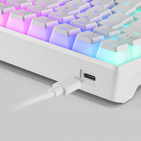 Teclado MARS GAMING MKULTRA WHITE RGB MECHANICAL 96% KEYBOARD, OUTEMU SQ BROWN, US+PORTU (MKULTRAWBRPT)