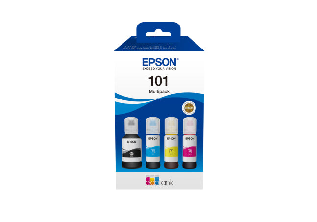 Epson 101 Multipack - Pack de 4 - preto, amarelo, azul cyan, magenta - original - tanque de tinta - para Epson L4160, L4260, L4266, L6190, L6260, L6270, L6276, L6290, EcoTank L14150, L4260, L6270