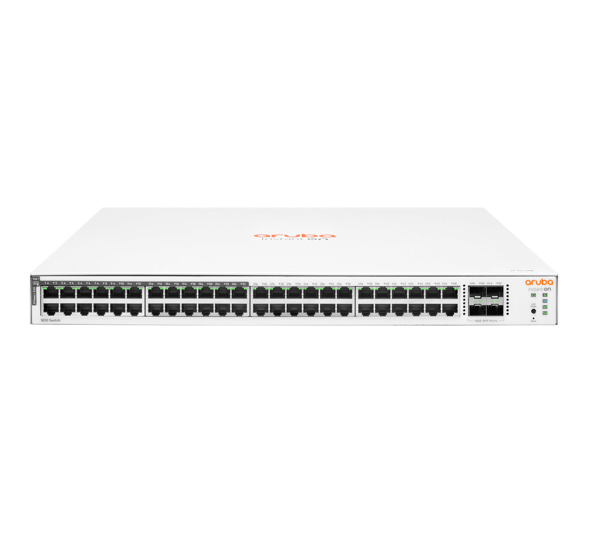 HPE Aruba Instant On 1830 48G 24p Class4 PoE 4SFP 370W Switch - Switch - Smart - 24 x 10/100/1000 + 24 x 10/100/1000 (PoE+) + 4 x Gigabit SFP - desktop, rail mountable - PoE+ (370 W)