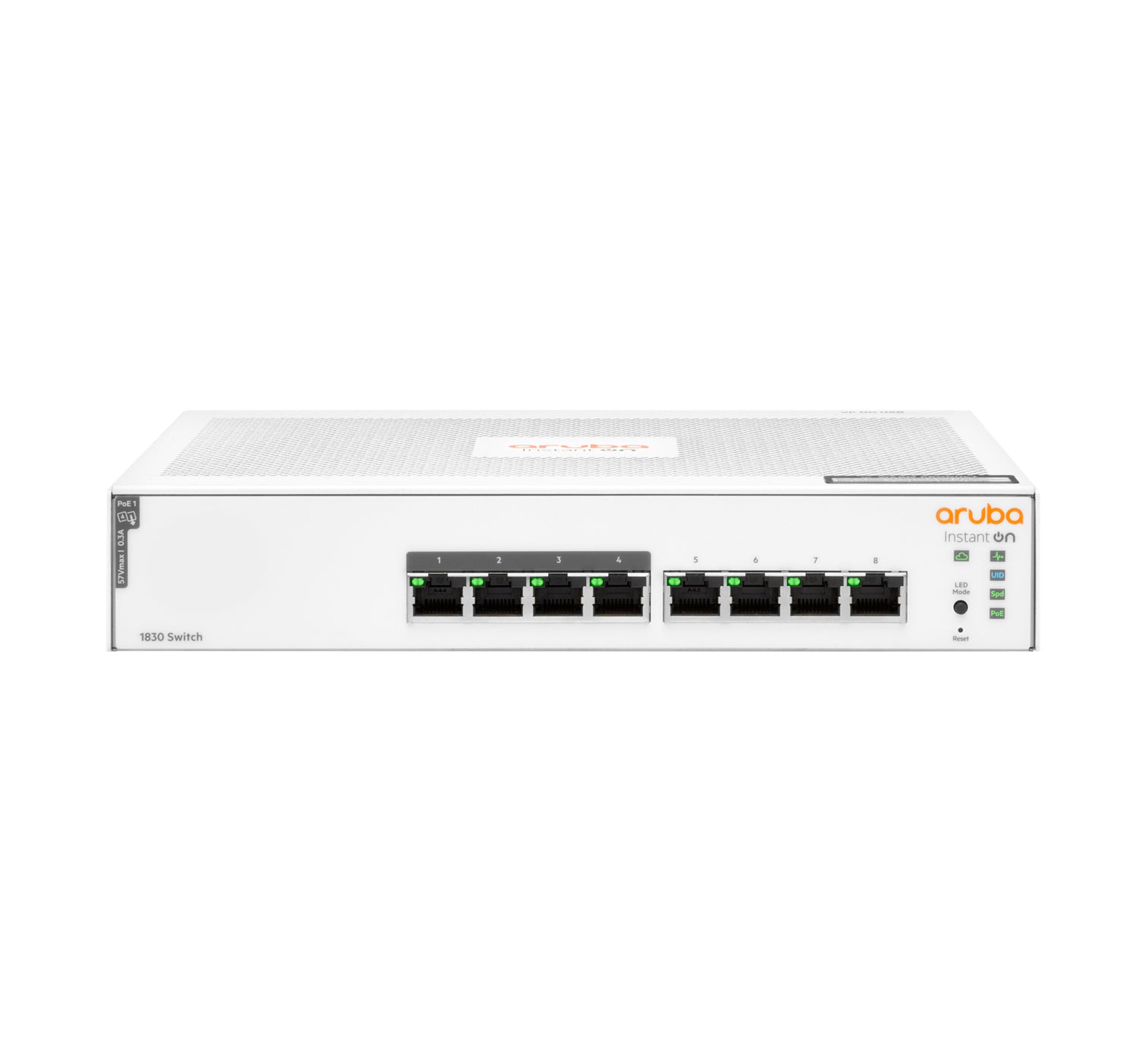 Conmutador HPE Aruba Instant On 1830 8G 4p Class4 PoE 65W - Conmutador - Inteligente - 4 x 10/100/1000 + 4 x 10/100/1000 (PoE+) - escritorio, montaje en riel - PoE+ (65W)