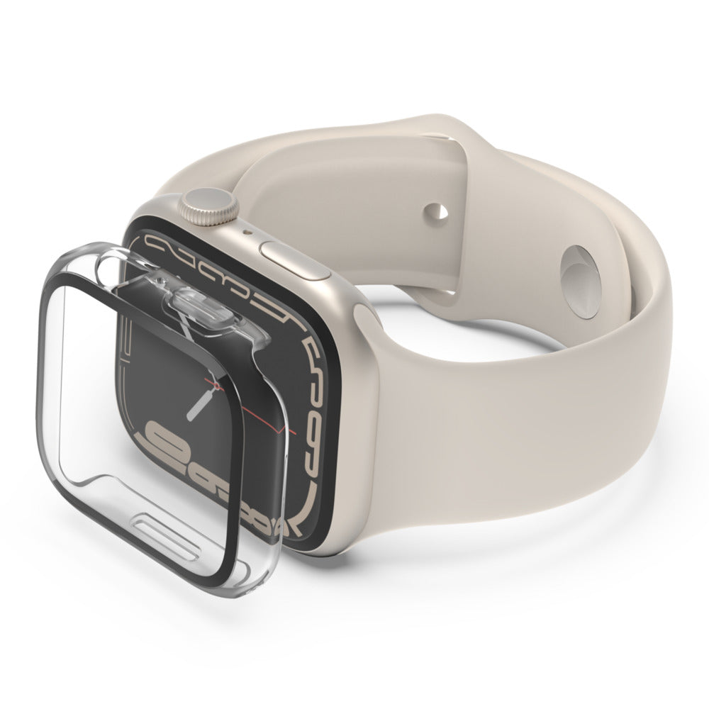 Belkin SCREENFORCE TemperedCurve - Amortecedor para relógio inteligente - protetor de ecrã - policarbonato, vidro temperado (9H) - claro - para Apple Watch (44 mm, 45 mm)