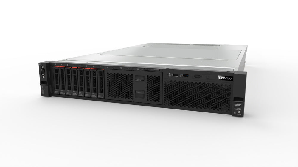 Lenovo ThinkSystem SR590 7X99 - Server - rack mountable - 2U - 2-way - 1 x Xeon Silver 4210R / 2.4 GHz - RAM 32 GB - SAS - hot-swap 2.5" bay(s) - no HDD - Matrox G200 - GigE - no OS - monitor: none