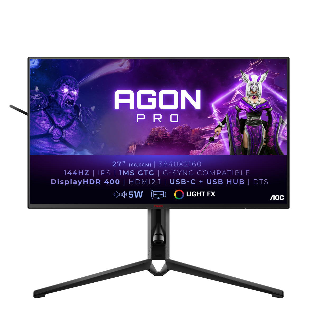 MONITOR AOC IPS 27 UHD 1MS 144HZ HDMI DP USB-C ALTAVOCES TIENE PIVOT AG274UXP