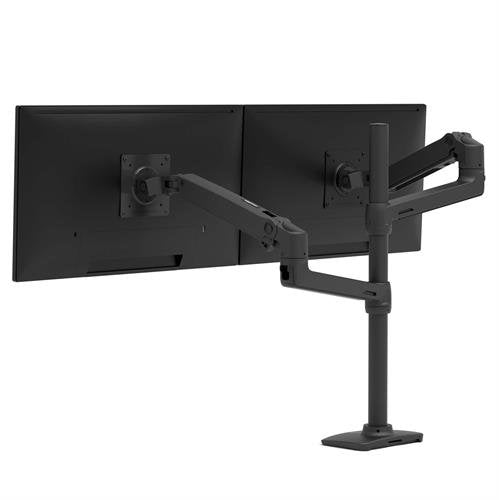 Ergotron LX - Kit de montaje (poste alto, brazo de apilamiento doble) - Para 2 pantallas LCD - Negro mate - Tamaño de pantalla: Hasta 40" - Montable en escritorio