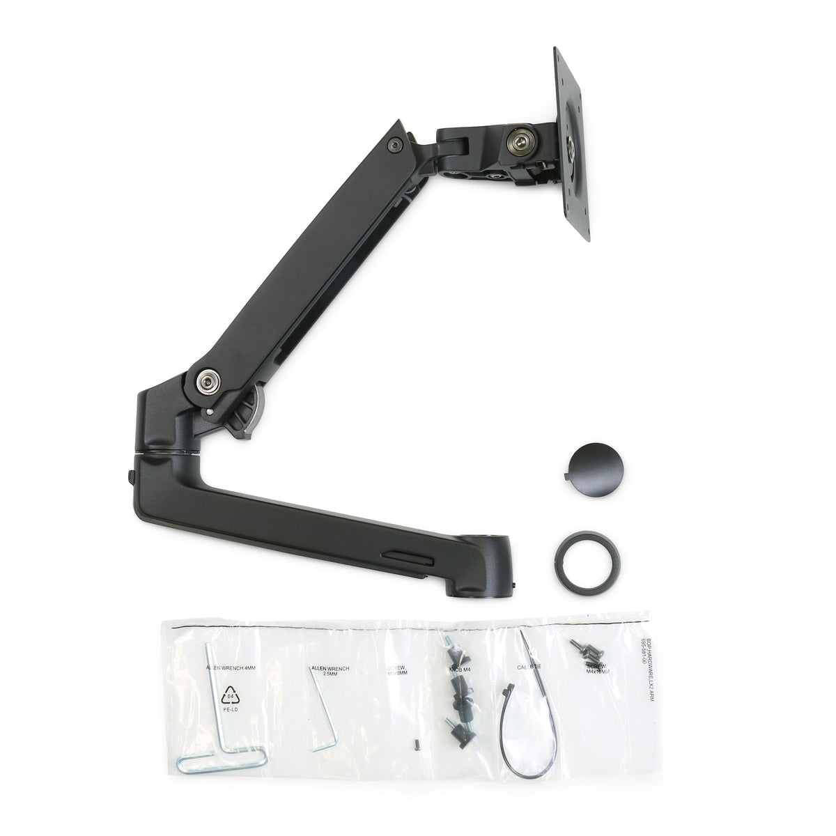 Ergotron LX - Mounting Component (Swing Arm, Pole Ring, Extension) - Patented Constant Force Technology - for LCD Display - Matte Black