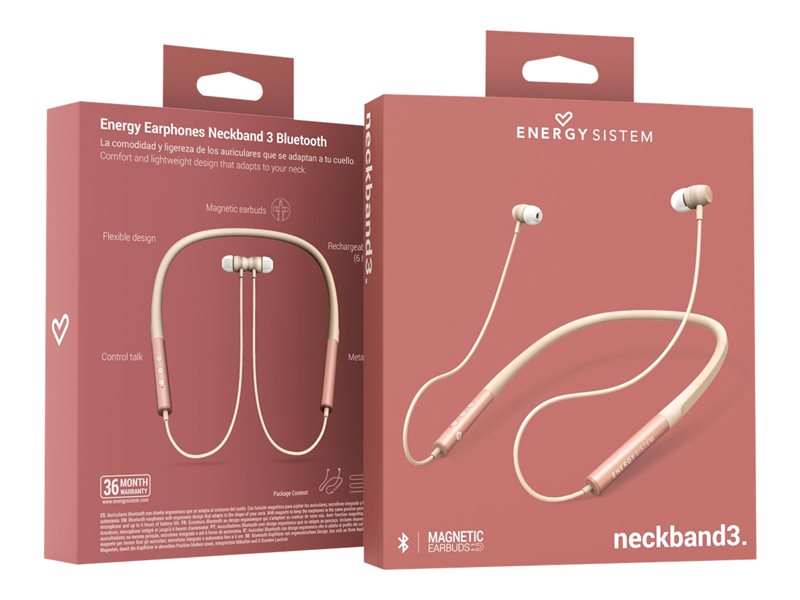 Energy Neckband 3 - Auriculares intrauditivos con micrófono - In-Ear - Banda para el cuello - Bluetooth - Inalámbrico - Oro rosa