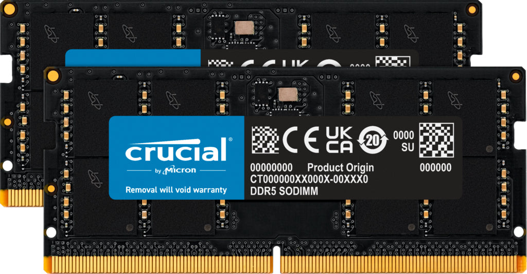 Crucial - DDR5 - kit - 64 GB: 2 x 32 GB - SO DIMM de 262 pines - 4800 MHz / PC5-38400 - CL40 - 1,1 V - sin búfer - sin ECC