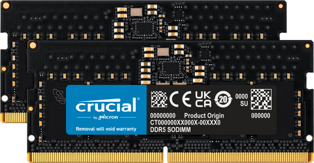 Crucial - DDR5 - kit - 16 GB: 2 x 8 GB - SO DIMM 262-pinos - 4800 MHz / PC5-38400 - CL40 - 1.1 V - unbuffered - sem ECC