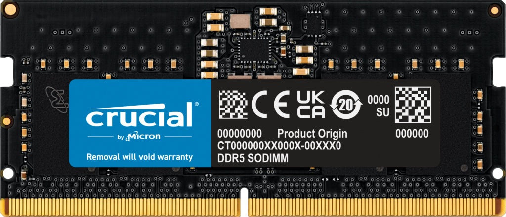 Crucial - DDR5 - módulo - 8 GB - SO DIMM de 262 pines - 4800 MHz / PC5-38400 - CL40 - 1,1 V - sin búfer - sin ECC