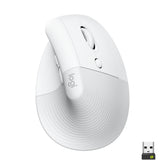 Logitech Lift Vertical Ergonomic Mouse - Ratón vertical - ergonómico - óptico - 6 botones - inalámbrico - Bluetooth, 2.4 GHz - Receptor USB Logitech Logi Bolt - blanquecino