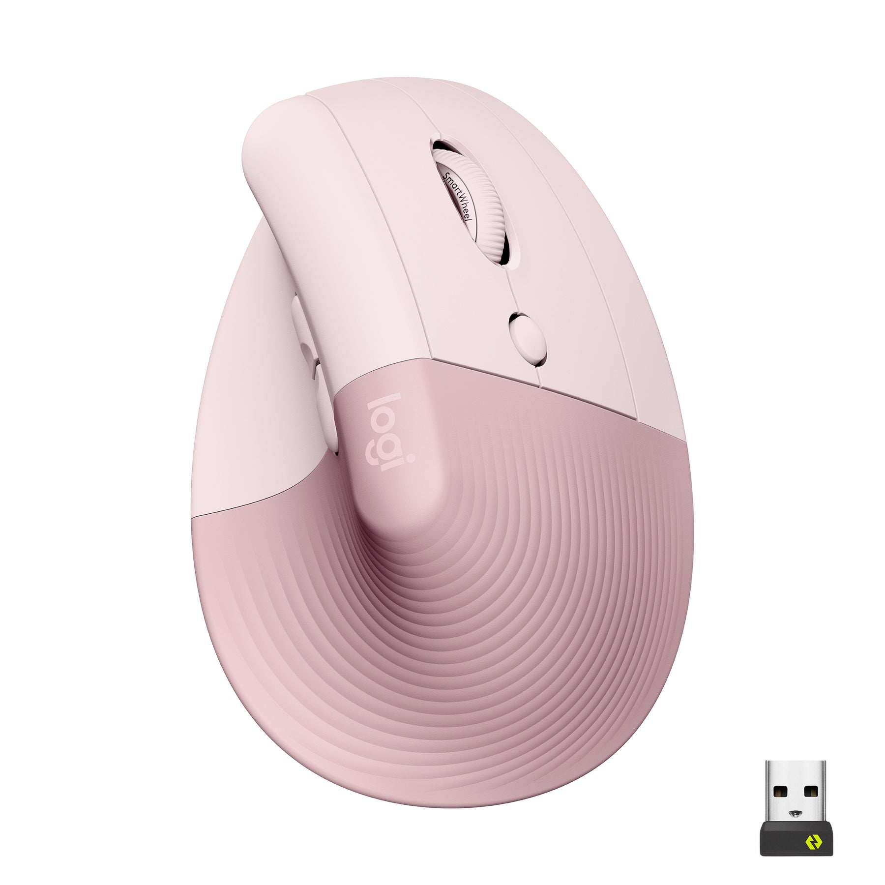 Logitech Lift Vertical Ergonomic Mouse - Ratón vertical - ergonómico - óptico - 6 botones - inalámbrico - Bluetooth, 2.4 GHz - Receptor USB Logitech Logi Bolt - rosa