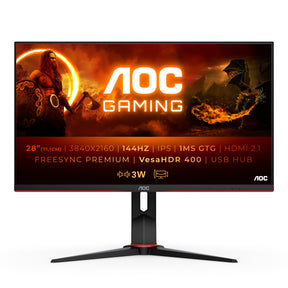 AOC MONITOR IPS 28 UHD 4K 1MS 144HZ HDMI DP USB COLUNAS HAS PIVOT U28G2XU2/BK