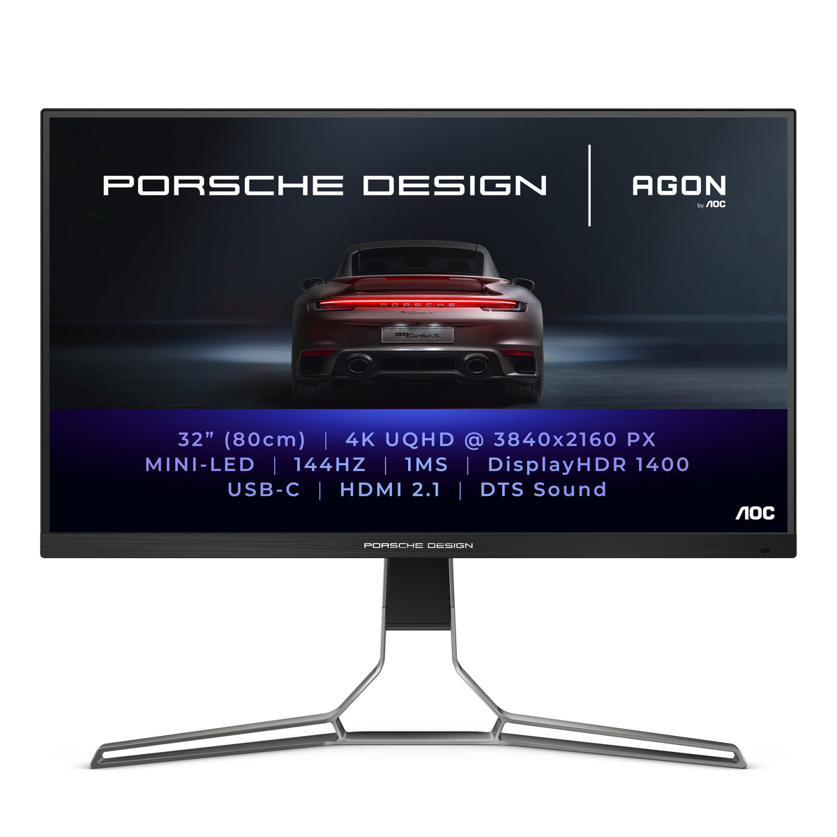 MONITOR AOC IPS 32 (31.5) 4K UHD HDMI DP USB-C ALTAVOCES TIENE PIVOT PORSCHE PD32M