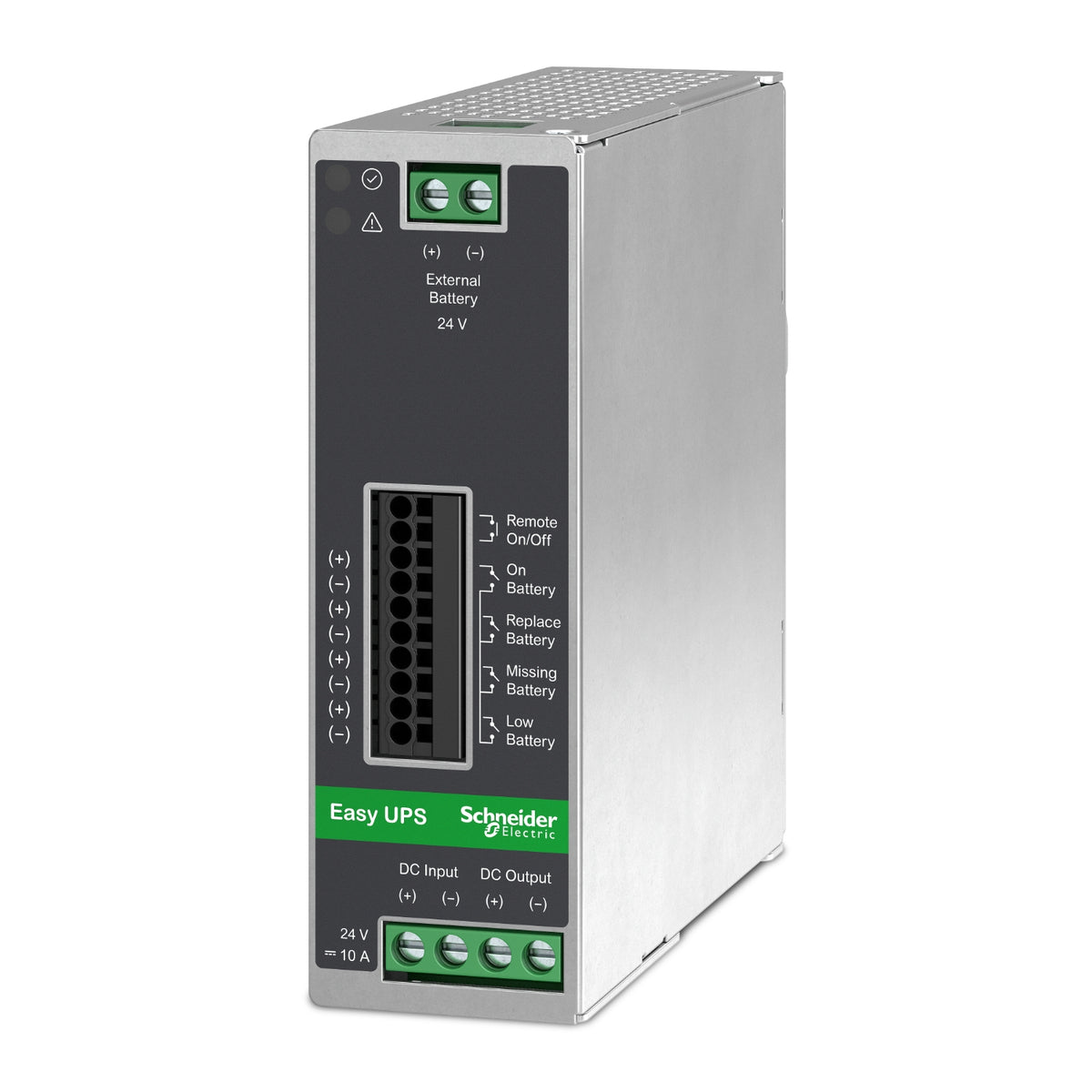 Schneider Electric Easy UPS - UPS (trilho DIN montável) - 10A - DC 24 V - 240 Watt - sem baterias - conectores de saída: 1 - cinzento metalizado