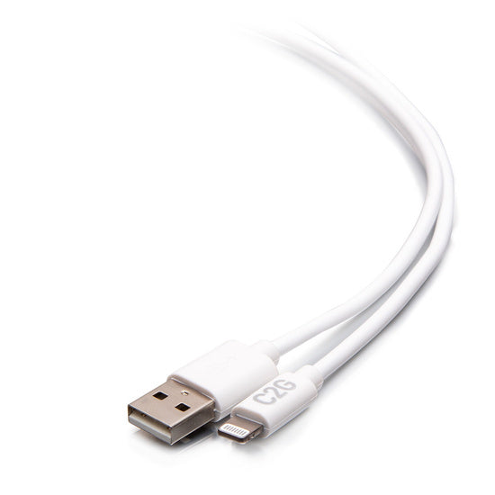 C2G 10ft Lightning to USB A - Power, Sync and Charging Cable - MFi - White - Lightning Cable - USB Male to Lightning Male - 3.05 m - White - for Apple iPad/iPhone/iPod (Lightning)