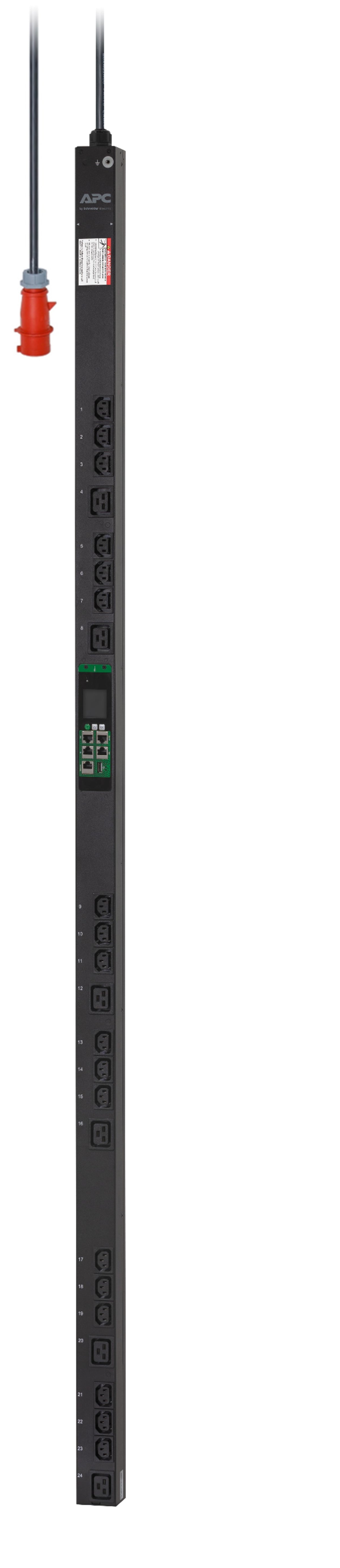 APC EasyPDU EPDU1216MBO - Power Distribution Unit (rack mountable) - metered-by-outlet - AC 400 V - 11 kW - 11000 VA - 3 phase - Ethernet 10/100, RS-485, serial - input: IEC 60309 3P +N+PE - output connectors: 24 (6 x IEC 60320 C