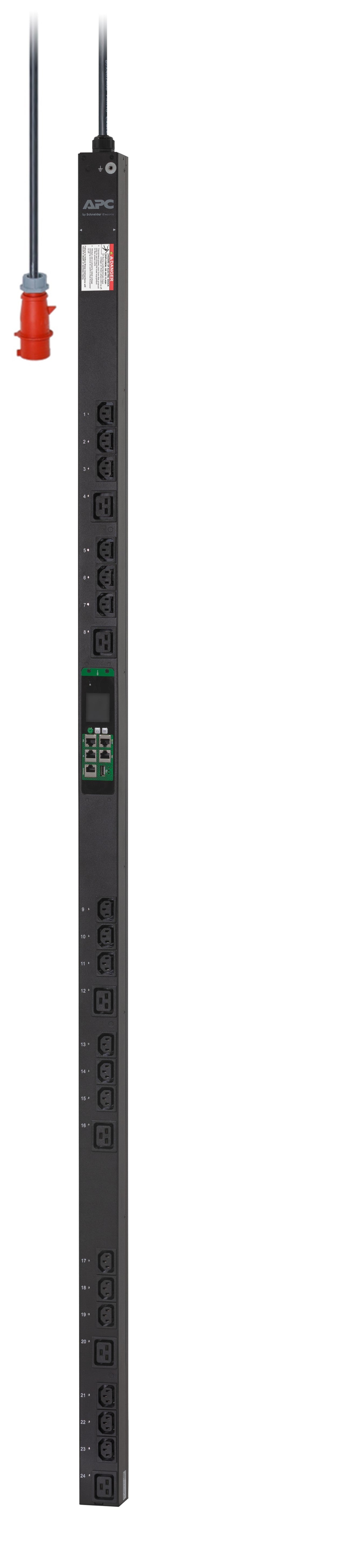 APC EasyPDU EPDU1216SMBO - Power Distribution Unit (Rack Mountable) - Metered per Switched Outlet - AC 400 V - 11 kW - 11000 VA - 3 Phase - Ethernet 10/100, RS-485, USB, Serial - Input: IEC 60309 3P+E - output connectors: 24