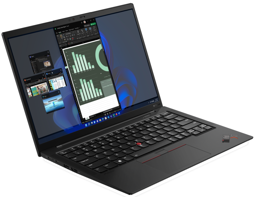 Lenovo ThinkPad X1 Carbon Gen 10 21CB - Design de dobradiças de 180 graus - Intel Core i7 1260P / 2.1 GHz - Evo - Win 11 Pro - Iris Xe Graphics - 16 GB RAM - 512 GB SSD TCG Opal Encryption 2, NVMe, Performance - 14" IPS 1920 x 1200 - NFC, Wi-Fi 6E -