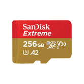 SanDisk Extreme - Flash memory card - 256 GB - A2 / Video Class V30 / UHS-I U3 / Class10 - microSDXC UHS-I