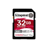 Kingston Canvas React Plus - Tarjeta de memoria flash - 32 GB - Video Class V90 / UHS-II U3 ​​​​/ Class10 - SDXC UHS-II