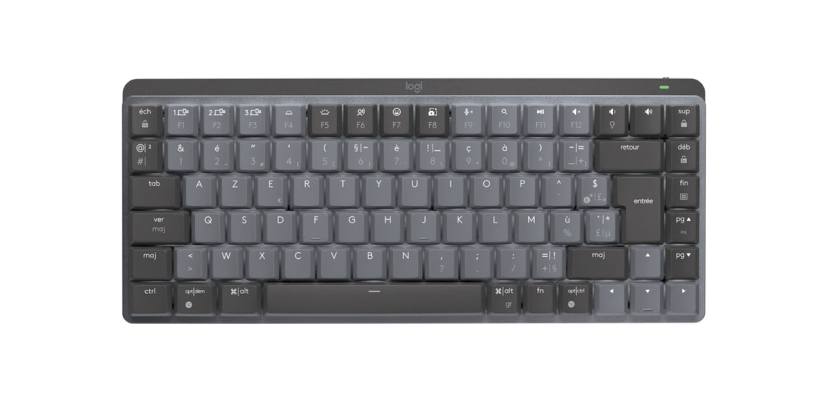 Logitech Master Series MX Mechanical Mini - Teclado - retroiluminación - inalámbrico - Bluetooth LE - AZERTY - Francés - interruptor: Tactile Quiet - grafito