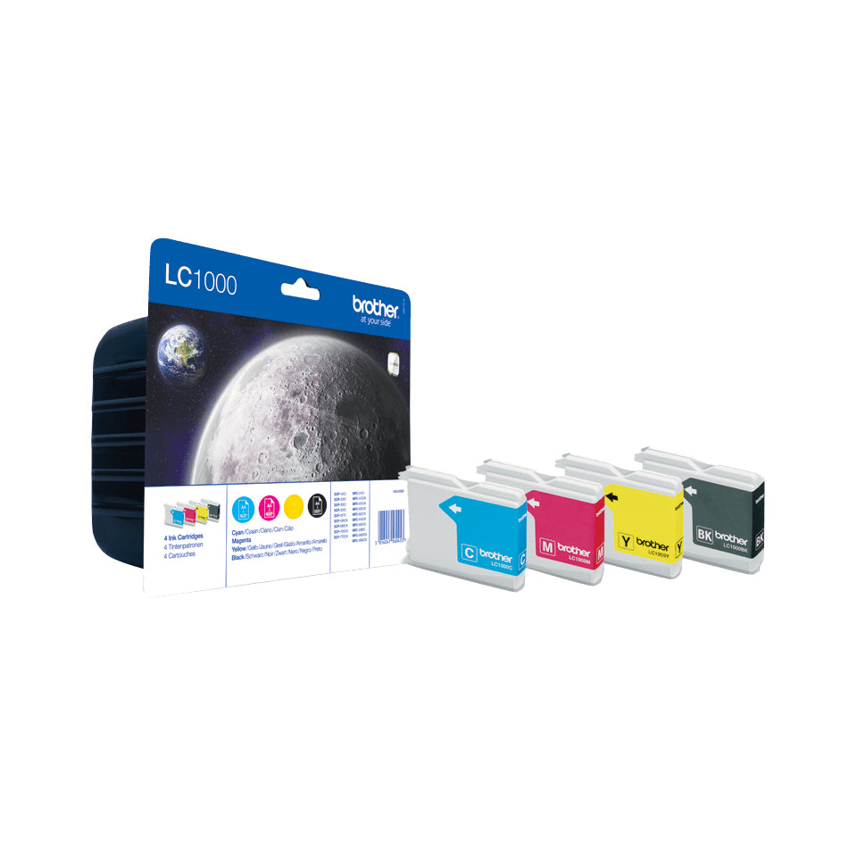 Brother LC1000 Value Pack - Pack de 4 - preto, amarelo, azul cyan, magenta - original - blister - tinteiro - para Brother DCP-130, 330, 350, 353, 540, 560, 750, 770, MFC-5460, 5860