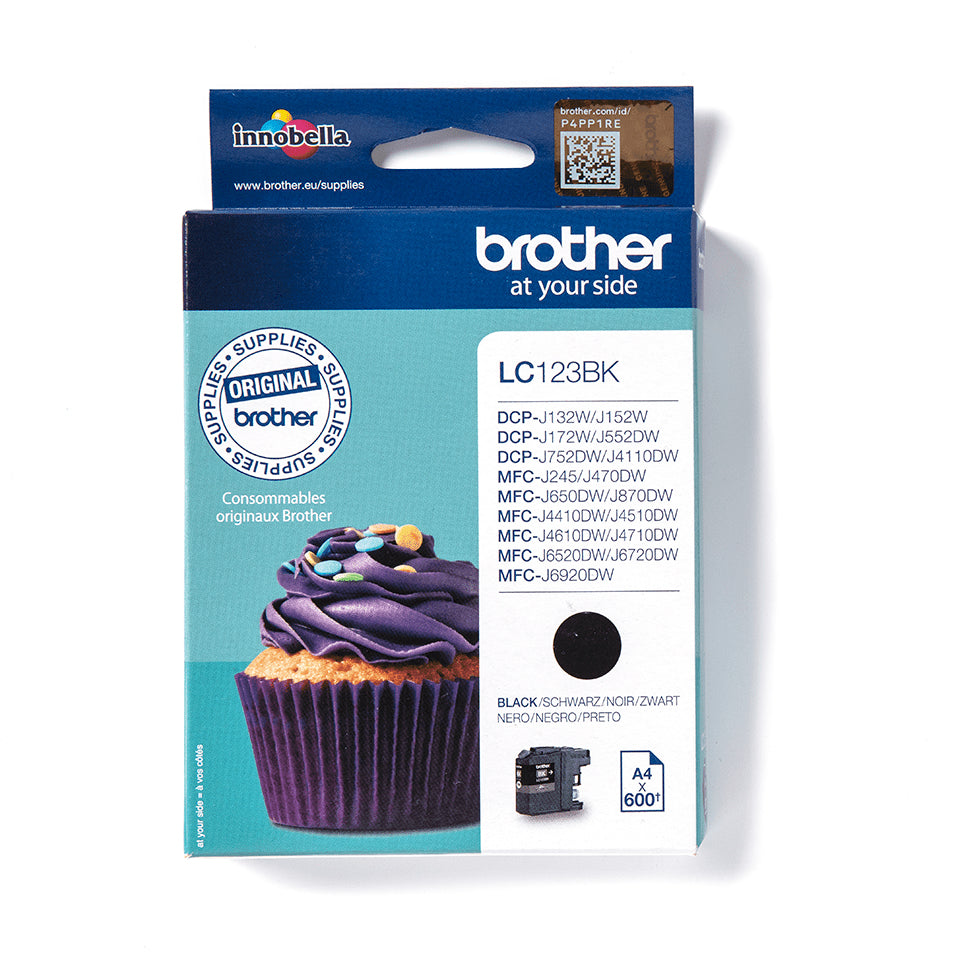 Brother LC123BK - High Yield - negro - original - cartucho de tinta - para Brother DCP-J100, J105, J132, J152, J552, J752, MFC-J245, J470, J650, J6520, J6720, J6920