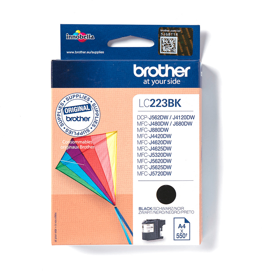 Brother LC223BK - Negro - Original - Cartucho de tinta - para Brother DCP-J4120, J562, MFC-J4625, J480, J5320, J680, J880, Business Smart MFC-J4420