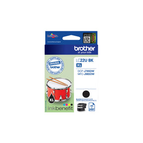 Brother LC22UBK - XL - black - original - ink cartridge - for Brother DCP-J785DW, DCP-J785DWXL, MFC-J985DW, INKvestment Work Smart MFC-J985DW