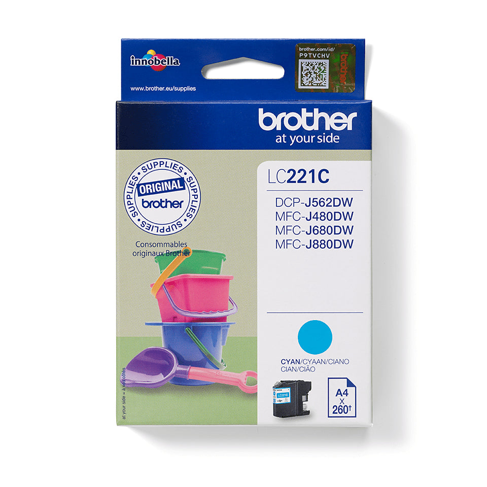 Brother LC221C - Azul cian - Original - Cartucho de tinta - para Brother DCP-J562DW, MFC-J480DW, MFC-J680DW, MFC-J880DW