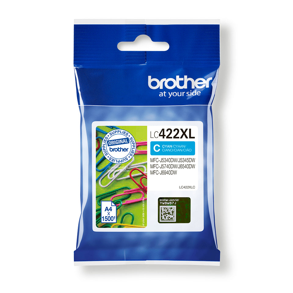 Brother LC422XLC - Alto rendimiento - azul cian - original - cartucho de tinta - para Brother MFC-J5340DW, MFC-J5345DW, MFC-J5740DW, MFC-J6540DW, MFC-J6940DW