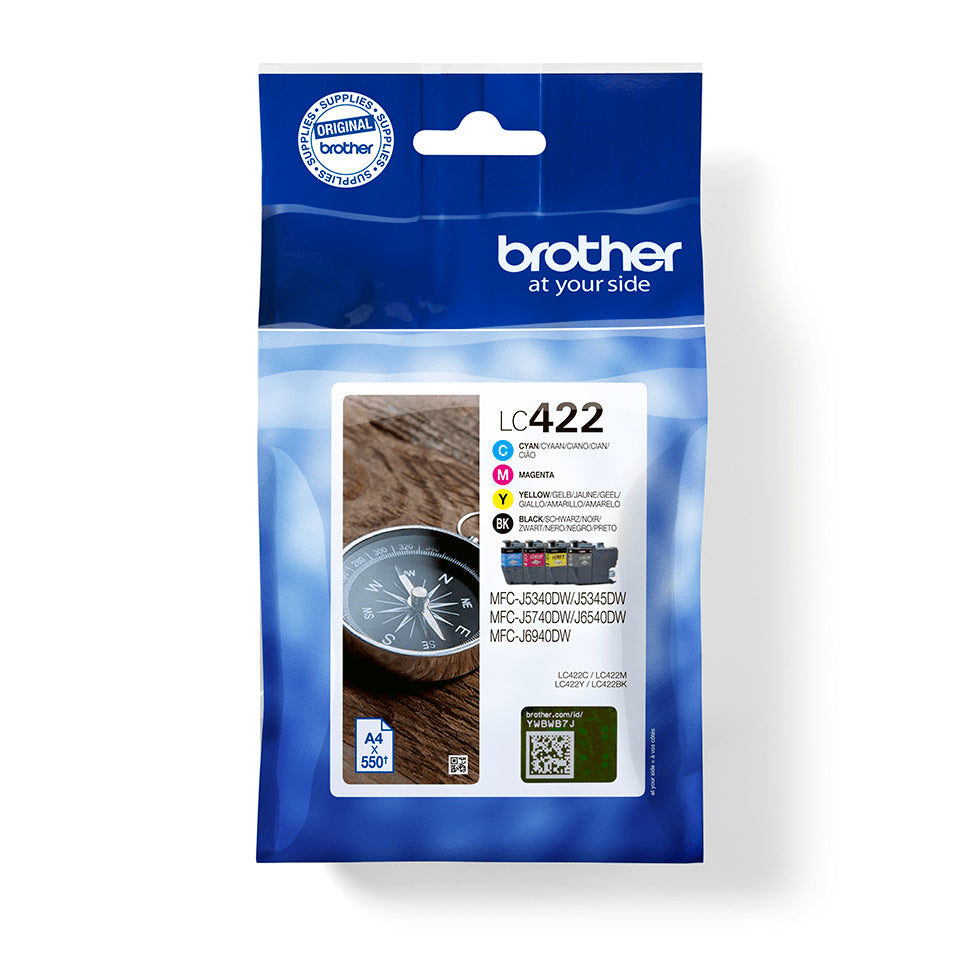 Brother LC422 Value Pack - Pack de 4 - preto, amarelo, azul cyan, magenta - original - tinteiro - para Brother MFC-J5340DW, MFC-J5345DW, MFC-J5740DW, MFC-J6540DW, MFC-J6940DW