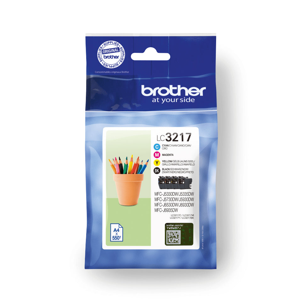 Brother LC3217 Value Pack - Pack de 4 - Negro, Amarillo, Cian, Magenta - Original - Cartucho de tinta - para Brother MFC-J5330, J5730, J5930, J6530, J6935, Business Smart Pro MFC-J6930