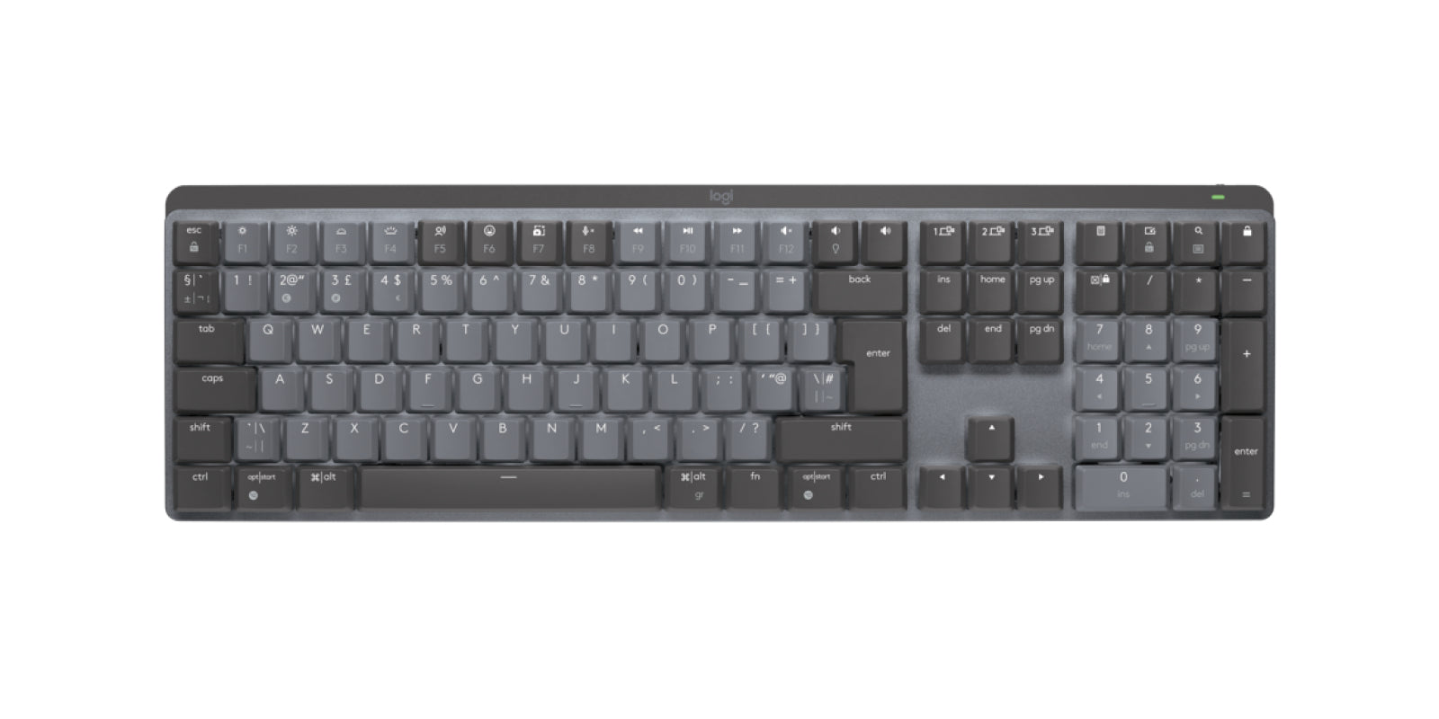 Logitech Master Series MX Mechanical - Teclado - Retroiluminación - Inalámbrico - Bluetooth LE - QWERTY - Reino Unido - Conmutador: Tactile Quiet - Grafito