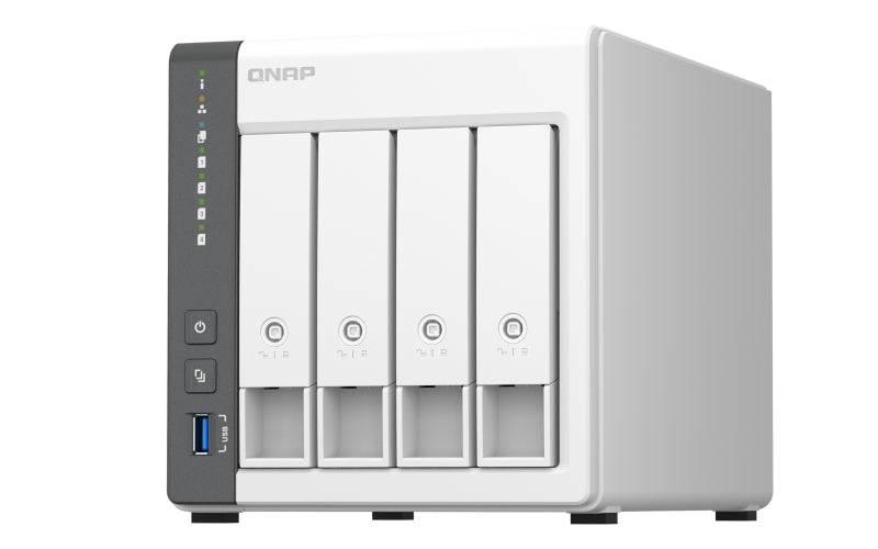 QNAP TS-433 - Servidor NAS - 4 baias - SATA 6Gb/s - RAID (expansão de disco rígido) 0, 1, 5, 6, 10, 50, JBOD, 60 - RAM 4 GB - Gigabit Ethernet / 2.5 Gigabit Ethernet - iSCSI assistência